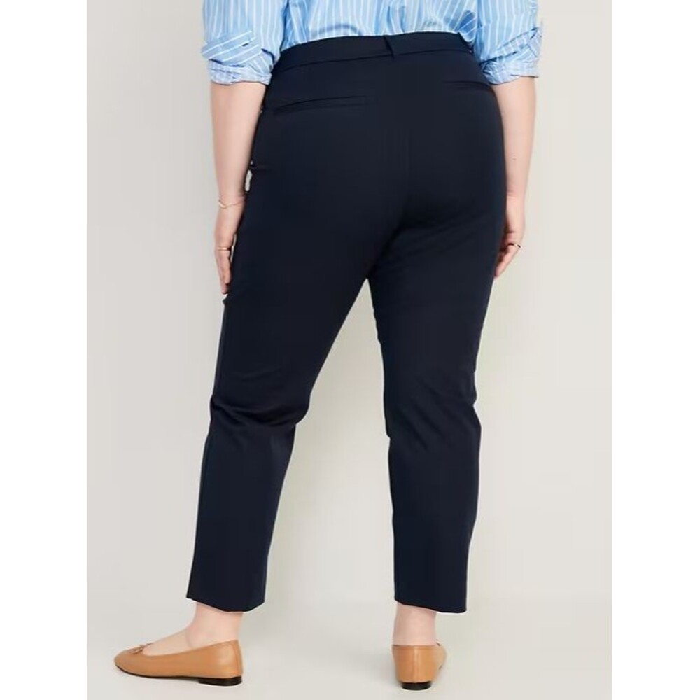 Old Navy Pixie Straight Ankle Pants Womens 20 Navy Blue High Rise Stretch NEW - Picture 2 of 10